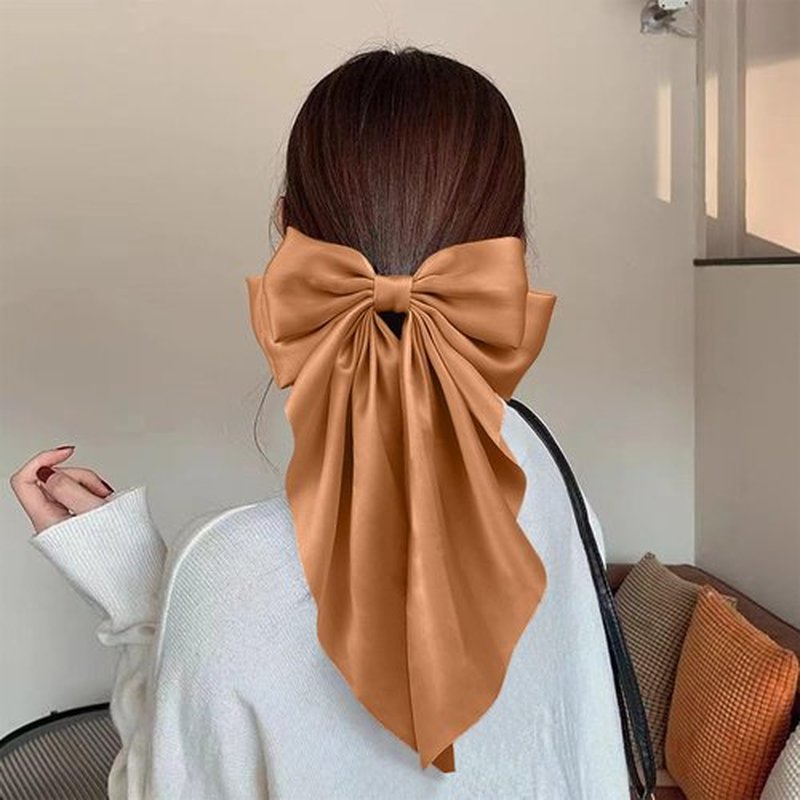 Mlurcu Hair Bows for Women Girls 10 Pcs Big Bows Hair Clips Barrettes Silky Satin Ribbon Bows Layered Large Bow French Style Hair Accessories Oversized Christmas Hair Bows for Women Girls