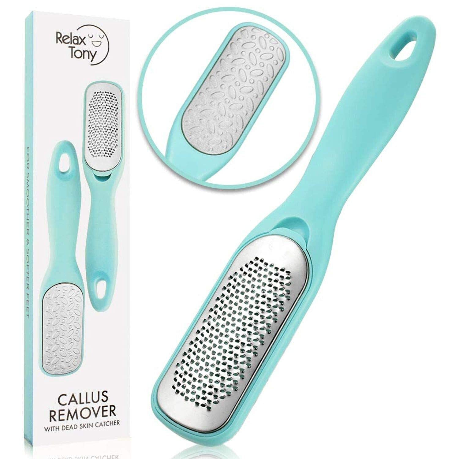 Relax Tony Callus & Dead Skin Remover – Dual-Sided - for Wet & Dry Exfoliation: Scrub, File & Rasp for Smooth Feet - Pedicure Tool - Foot File Callus Remover Tool - Pedicure Kit