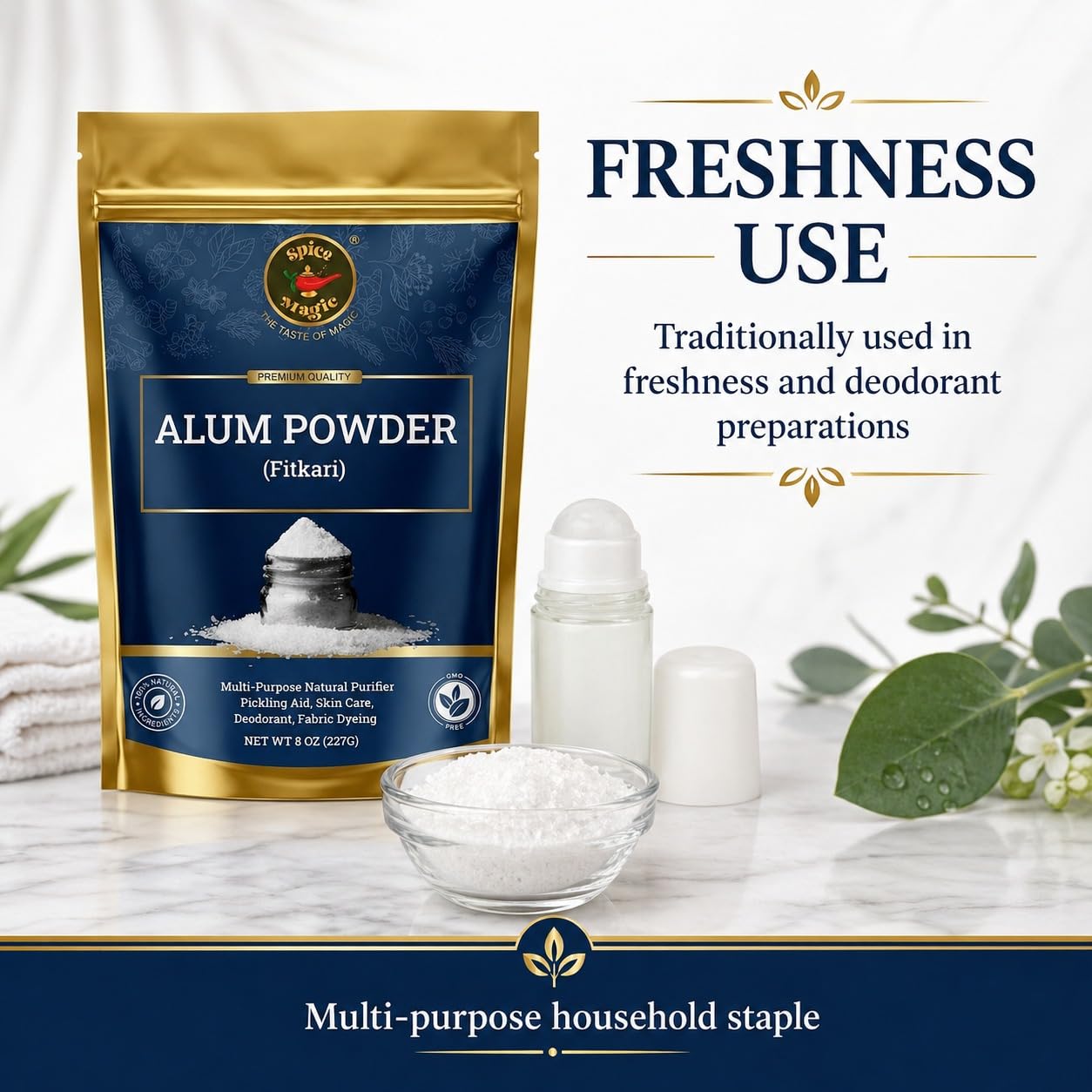 Spice Magic White Alum Powder, Food Grade for Pickling & Aftershave, 8 oz