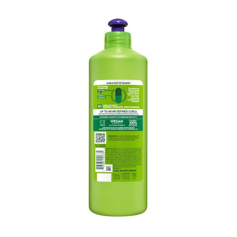 Garnier Fructis Curl Nourish Air Dry Cream XL Leave In Conditioner, Curl Defining Cream with Moisture and Frizz Control For All Curly Hair Types, Made with Vegan Protein & Coconut Oil, 16.9 Fl Oz