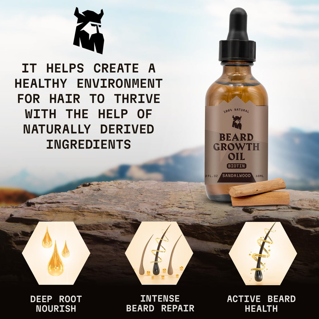 Striking Viking Beard Growth Oil with Applicator - 2 Fl Oz, Sandalwood
