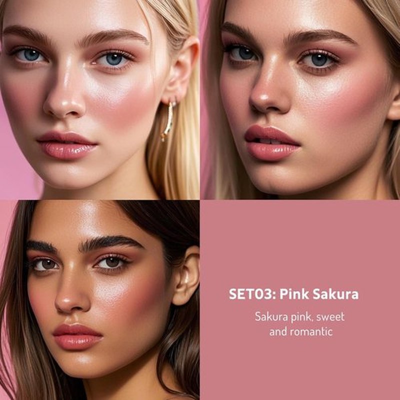 Bayfree Multi Cream Blush Set - Lightweight Hydrating Blush & Brush for Radiant Cheeks (Pink Sakura)