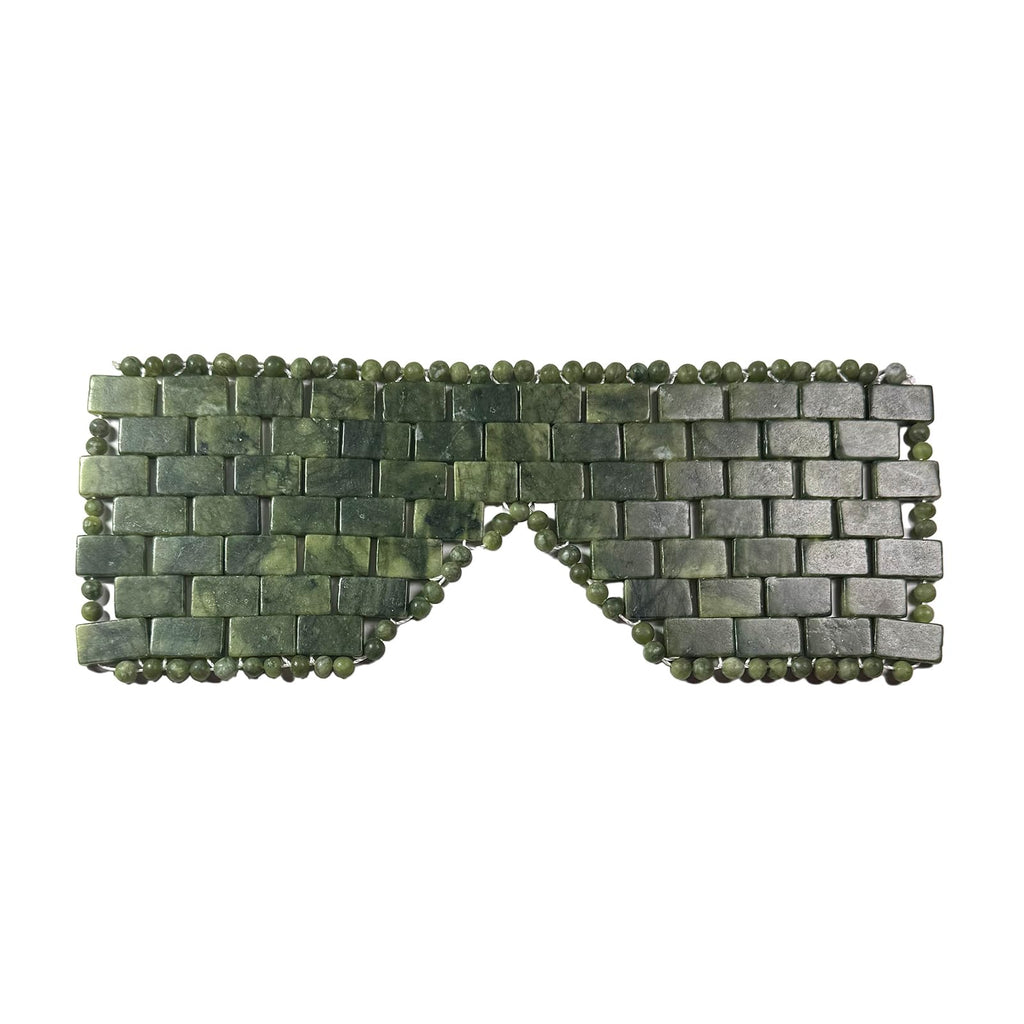 Jade Eye Mask, Facial Eyes Sleeping Mask Relief Eye Cover, Facial Cooling Mask with 100% Real Jade for Hot & Cold Therapy (Dark Green)