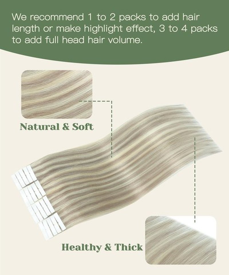 SURNEL Injected Tape in Hair Extensions #18P60 Ash Blonde with Platinum Blonde Seamless Remy Invisible Tape in Extensions Human Hair 20 Pcs 40g(#18P60,18)