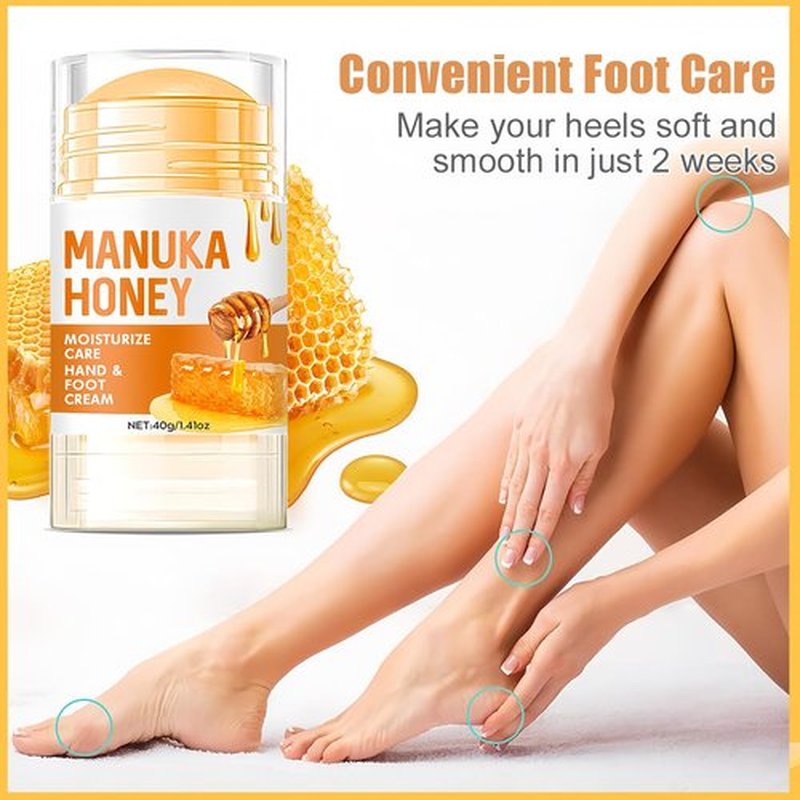 KAHSOSE 2Pcs Manuka Honey Foot Balm Stick, Moisturizing Hand and Foot Cream for Dry Cracked Heels, Heel Stick Balm for Women & Men, Callus Hydrating Cream for Hands, Elbows & Knees