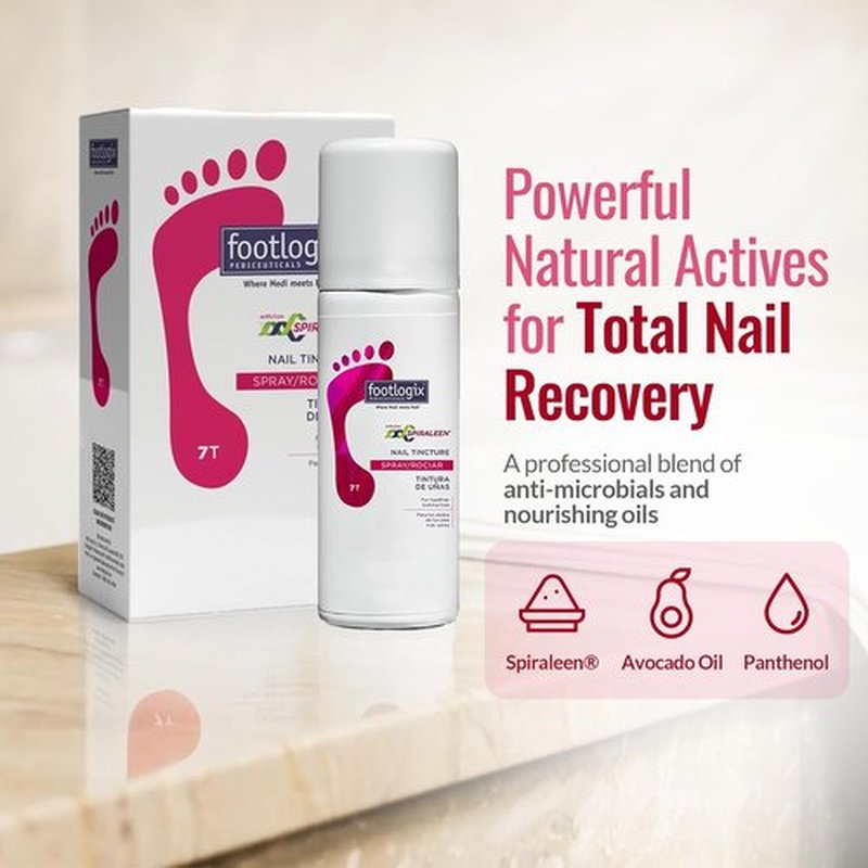 Footlogix Nail Tincture Spray - Spiraleen Formula for Healthy Nails | 1.55 Fl Oz