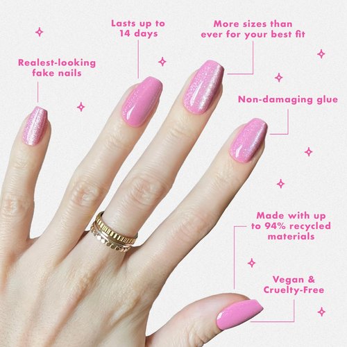 Olive & June Press-On Nails - Maximalist Instant Mani | 42 Non-Toxic, Long-Lasting Nails | Medium Coffin in Rose Velvet