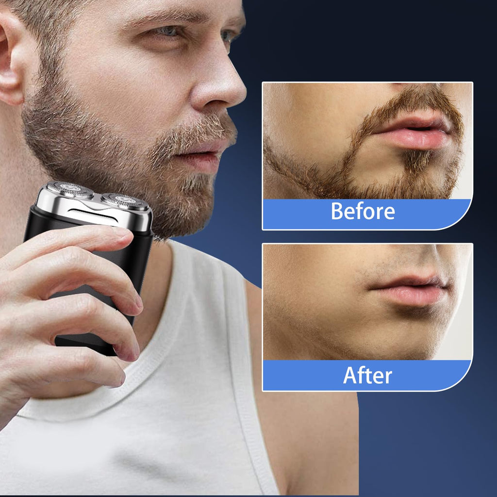Mini Dual-Head Electric Shaver, Portable Electric Razor for Men, Pocket Size Washable Double Head, Rechargeable Waterproof Shaver for Home, Car, Travel