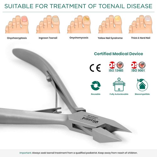 Ingrown Nail Clippers for Men with Ingrown Toenails – Blizzard Podiatrist Toenail Clipper Set German Forged (15cm - Arrow Point - Smooth)
