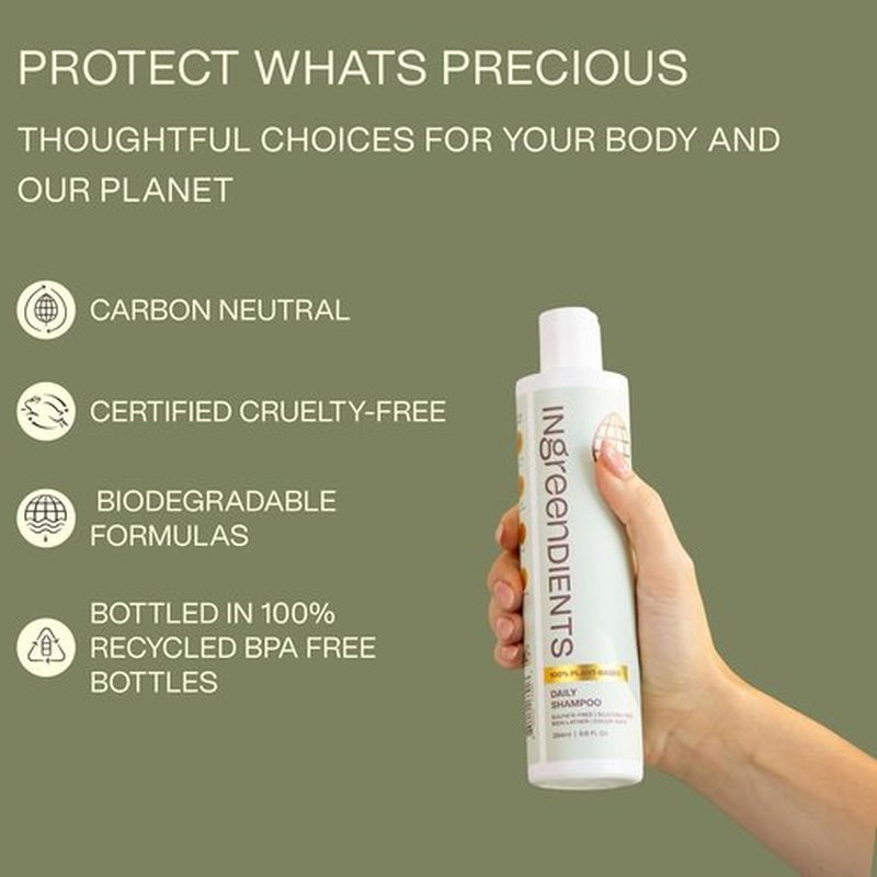 Ingreendients Natural Shampoo - Organic, Sulfate-Free & Color Safe with Tea Tree Oil | Vegan & pH Balanced