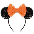 TEBIEKOY Halloween Mouse Ears Headbands for Women Sequin Mouse Ears Headband Orange Bows Mouse Ear Adults Cute Halloween Birthdays Party Hair Accessories