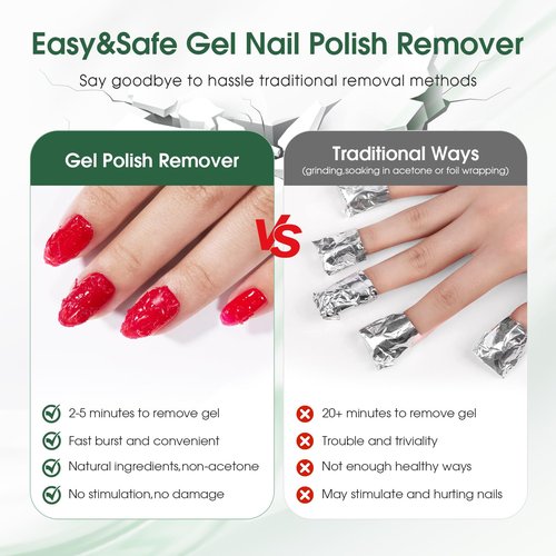 Gel Nail Polish Remover 2 PCS- Gel Polish Remover for Gel Nails Professional 2-5 Minute, Easy and Quick Remove Gel Polish at Home