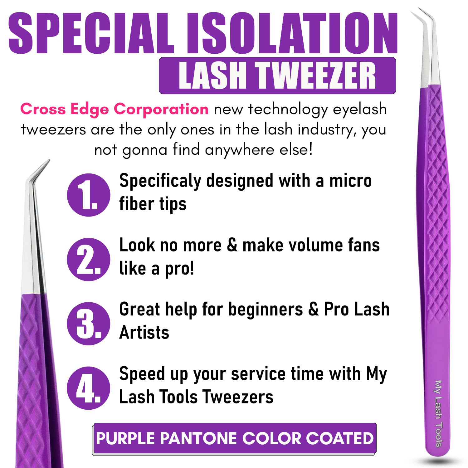 My Lash Tools Curved Degree Tweezers for Individual & Classic Lashes - Stainless Steel - 14cm
