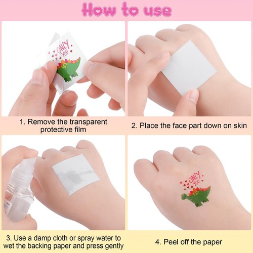 Fovths 144 Pieces Valentine’s Day Temporary Tattoos Stickers 6 Sheets Heart Tattoo Stickers Waterproof Tattoos Valentine’s Day Accessories Decorations Party Favors, 24 Styles