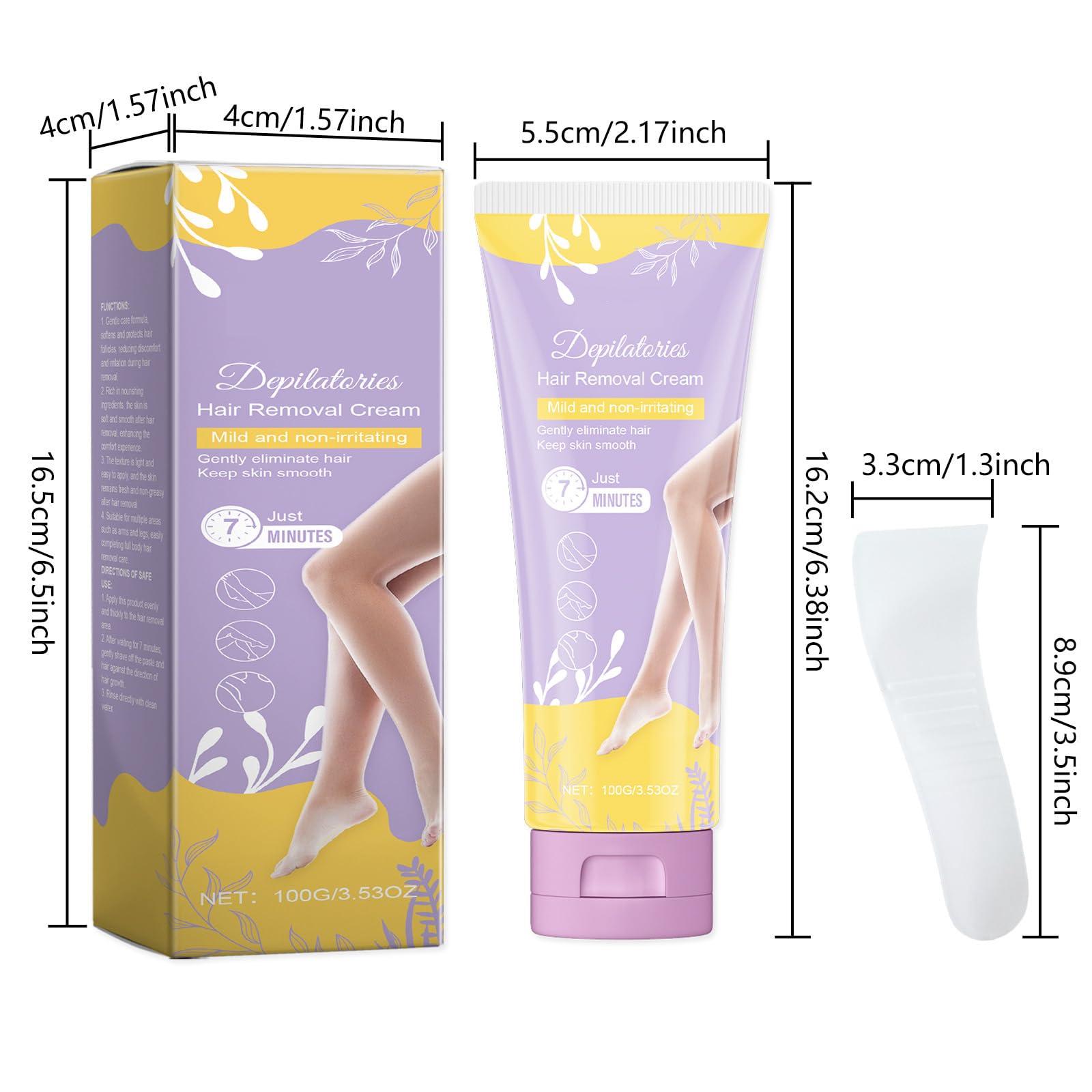 Hair Removal Cream for Women and Men, Painless Hair Removal Cream For Bikini Line, Legs, Arms, Underarms, Intimate/Private Depilatory, Skin Friendly - 100g