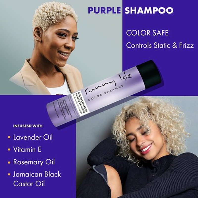 Sunny Isle Color Enhancing Purple Shampoo - Neutralizes Brassy Tones, Unscented | 10.1 Fl Oz