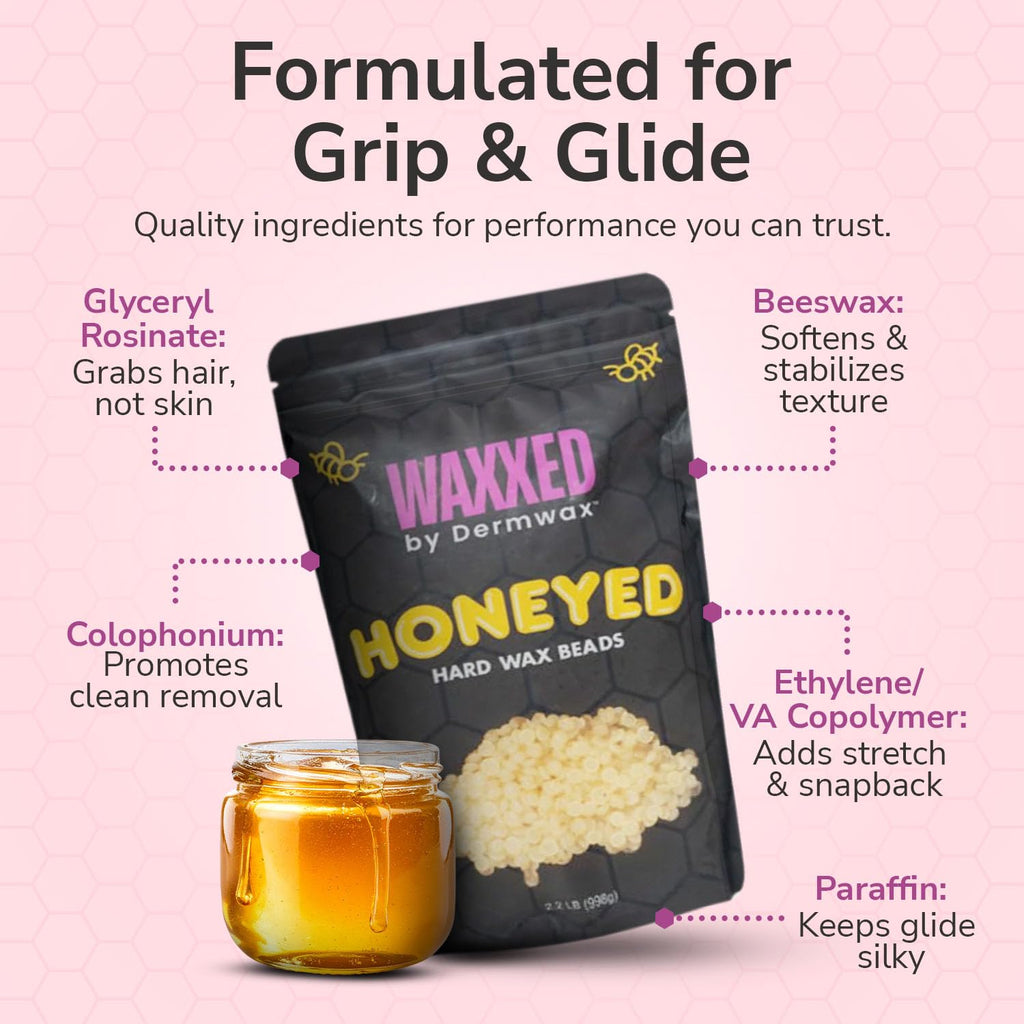 WAXXED Honeyed Hard Wax Beads 2.2 lb, Low-Temp Hair Removal Wax, Fast Melt