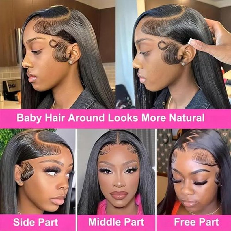 KORENGI 26 Inch 13x6 Lace Front Wigs Human Hair Pre Plucked HD Transparent Lace Frontal Wig 100% Virgin Human Hair Tiny Knots Natural Hairline with BabyHair (1B Black, 26 Inch)