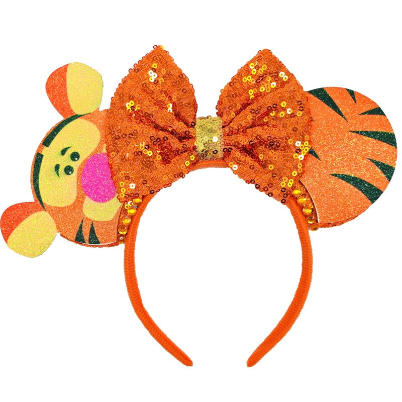 ZHENNAN Mouse Ears Headbands for Women, Glitter Cute Tigger Ears Hairbands for Men, Tigger Costume Themed Events Birthday Party Favors Hair Accessoires