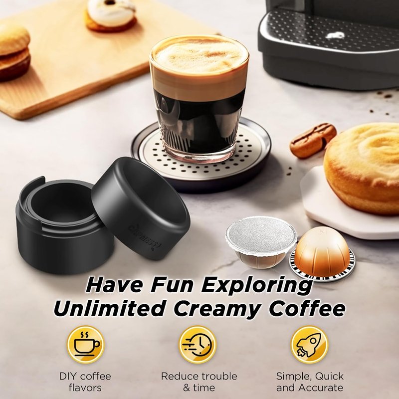CAPMESSO Reusable Vertuoline Pod Refill Kit - 50 Aluminum Lids with Fill & Press Brush | Eco-Friendly Solution