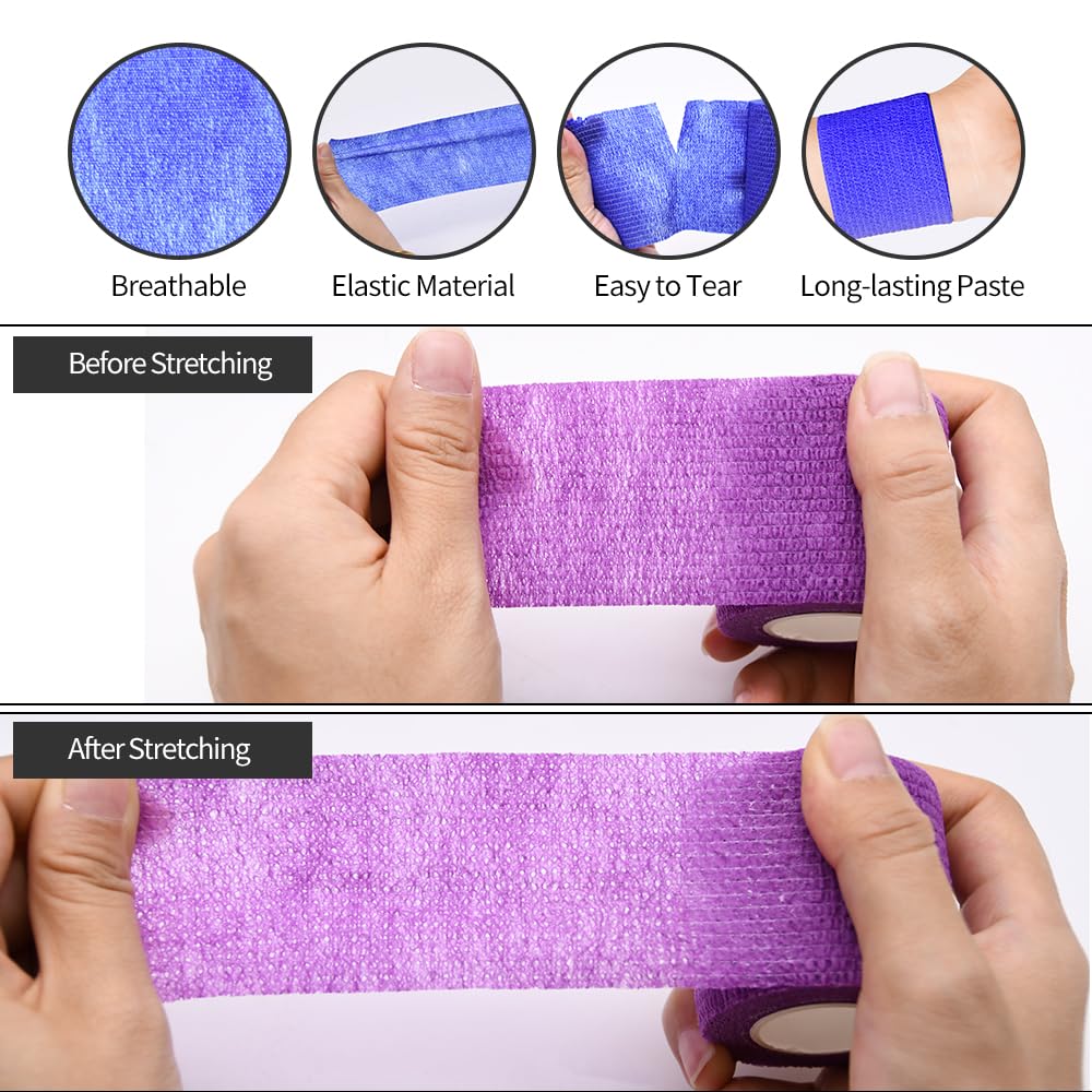 1" Self Adhesive Bandage Wraps, 6pcs Vet Wraps, Skin Color, 5 Yard Self Adherent Wraps for Sports, Wrist, Ankle and Swelling