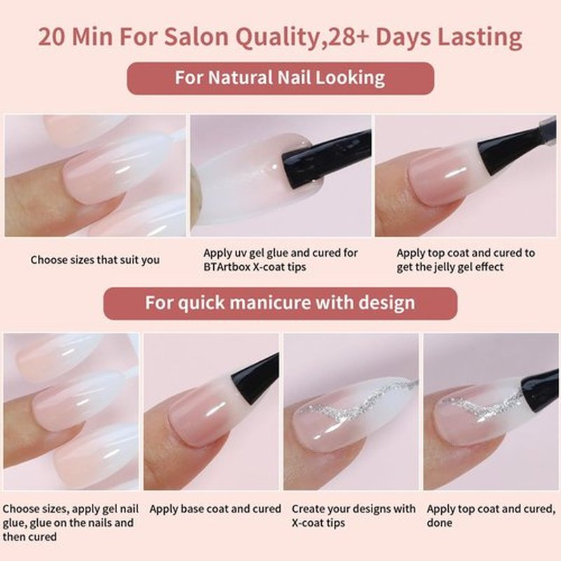 Ombre Press On Nails - 240Pcs Short Square False Nails Kit, Pink White Gradient Nail Tips Soft Gel False Nail with Glue Salon Fake Nails Kit Extensions DIY (Medium Long Square)