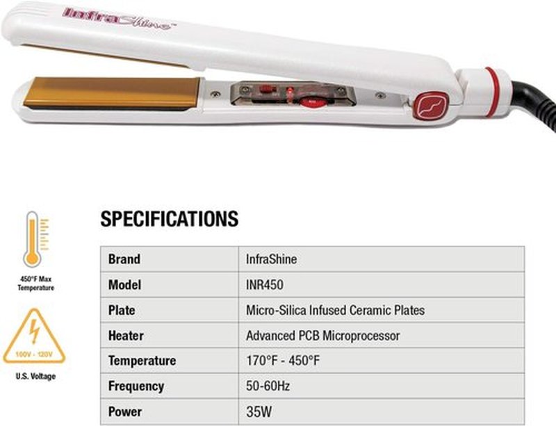 Redline Professional 1" Flat Iron - White Hair Straightener for Sleek, Smooth Styles