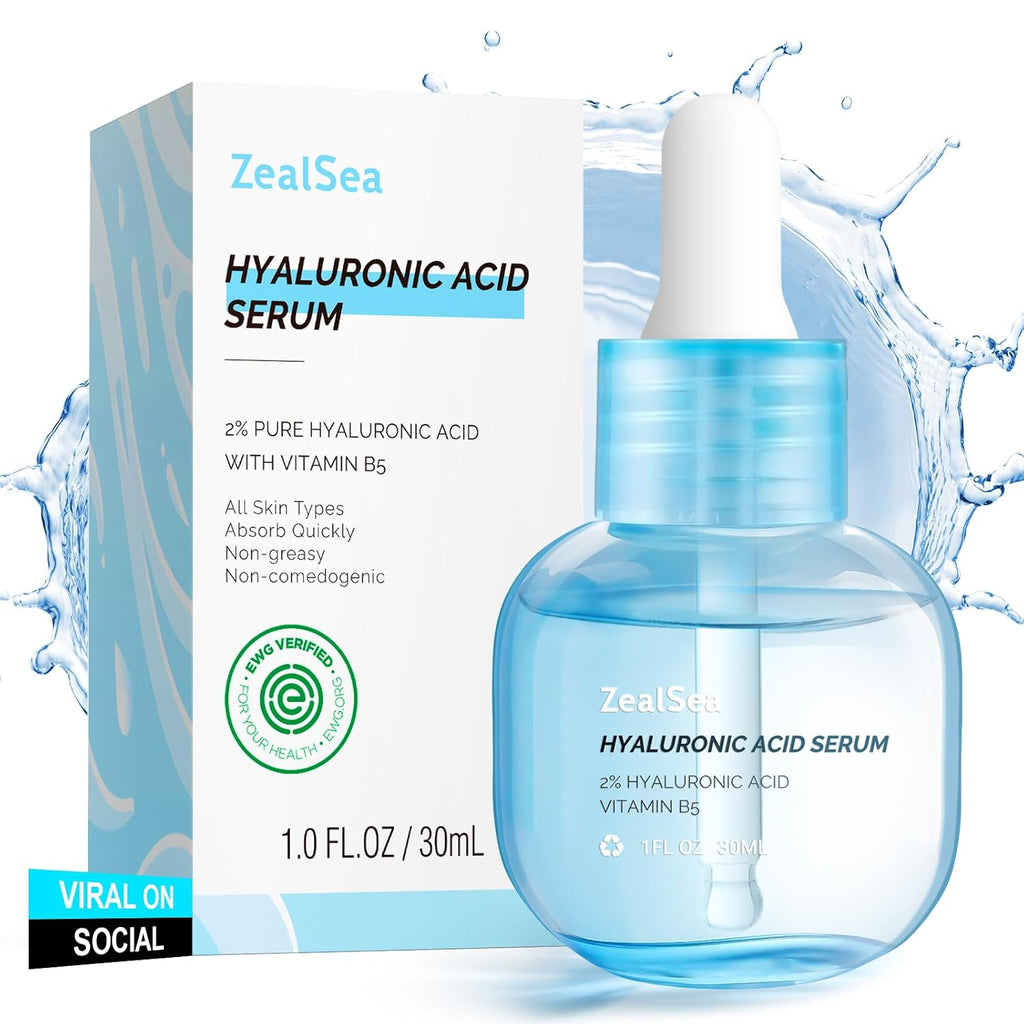 ZealSea Hyaluronic Acid Serum - Hydrating Microneedling Formula for Sensitive Skin | 1 Oz, Vegan & EWG Certified