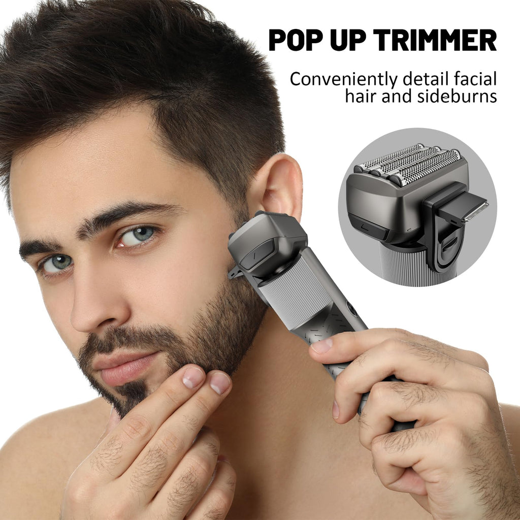 Foil Shavers for Men, Professional Travel Shavers, Electric Razors for Shaving Face, Waterproof Cordless Razor with Led Display, Rechargeable