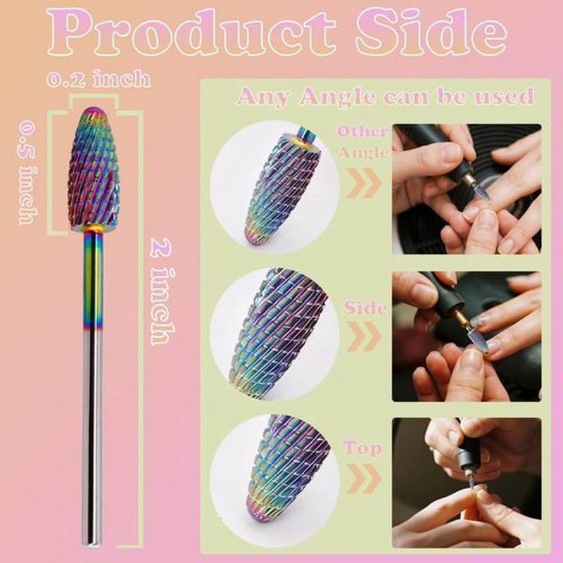 FANTEXY 3/32" Carbide Nail Drill Bits,Cuticle Clean Nail Drills Bit,Gel Remover Drill Bit,Nails File Bits for Old Skin and Nails,Manicure Essentials Tools,Manicure Tech Must Haves (Medium - M)