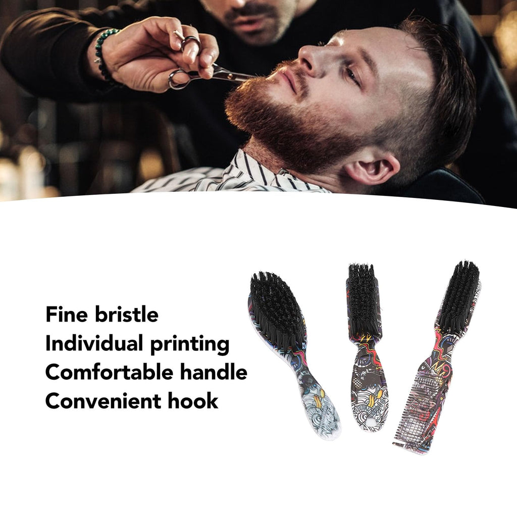 3pcs Beard Brush Set, 2 in 1 Barber Beard Brush, Comb and Brush Reinforced Bristles Portable and Lightweight for Stylingand Grooming