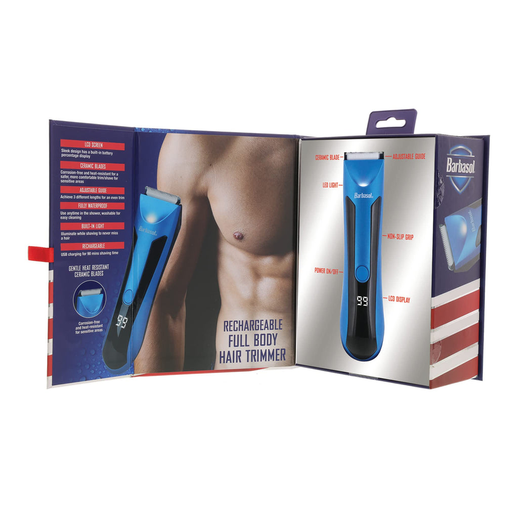 Barbasol Rechargeable Full Body Hair Trimmer/Groomer with Heat Resistant Ceramic Blades, Xtreme Easy Cleaning