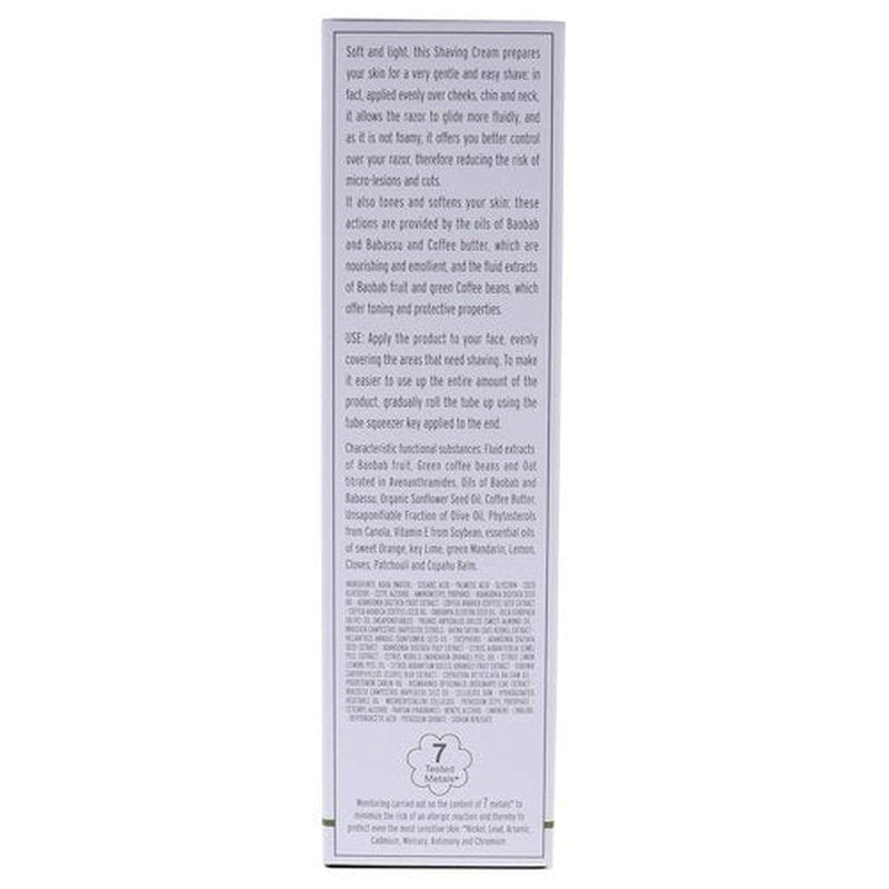 L'Erbolario Baobab & Green Coffee Shaving Cream - Non-Foaming for Gentle Shave - 5.07 Oz
