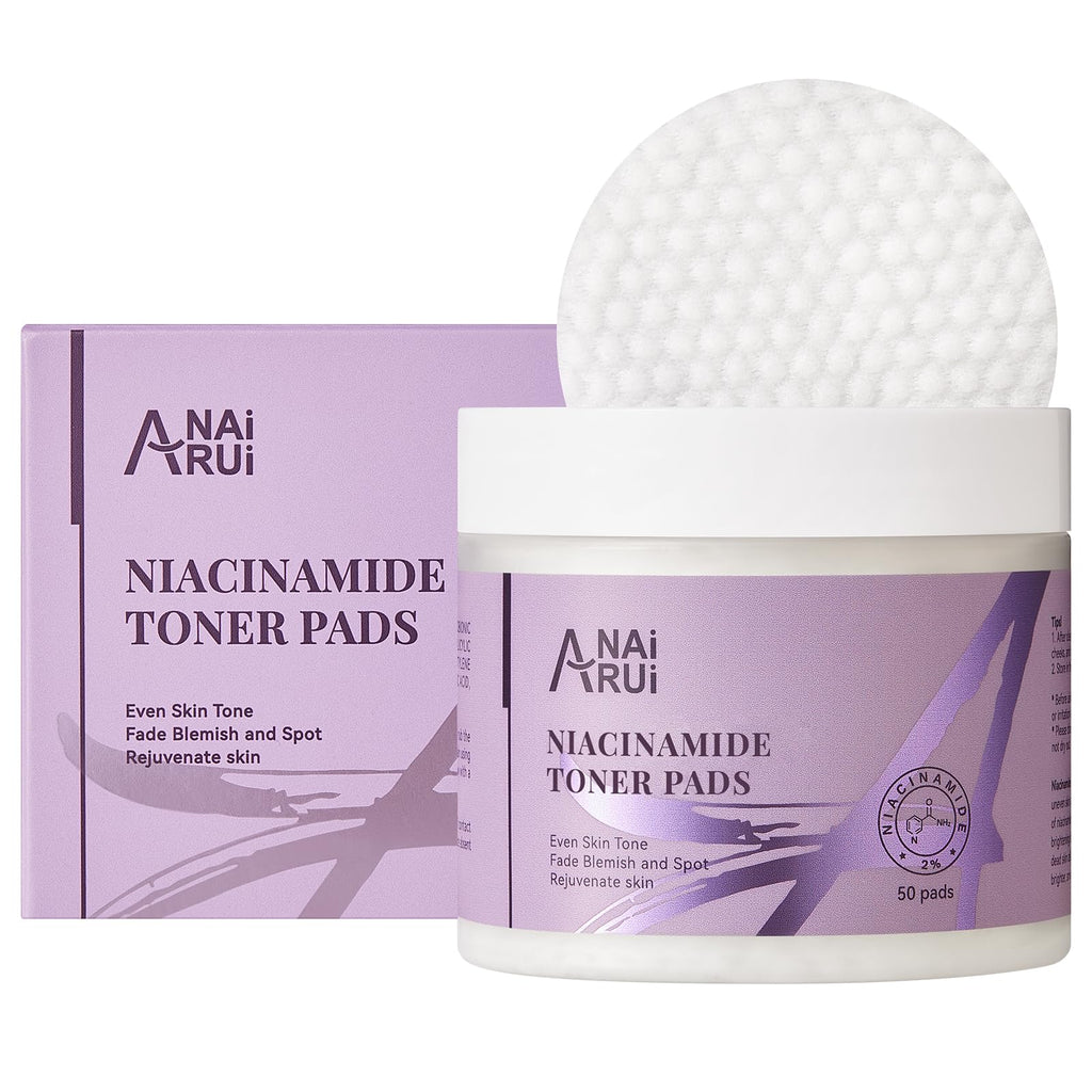 ANAI RUI Niacinamide Toner Pads,with Glutathione, Niacinamide, LHA, PHA, Facial Radiance Wipes for Even Skin Tone, Reduce Blemish and Spots 50 Pads