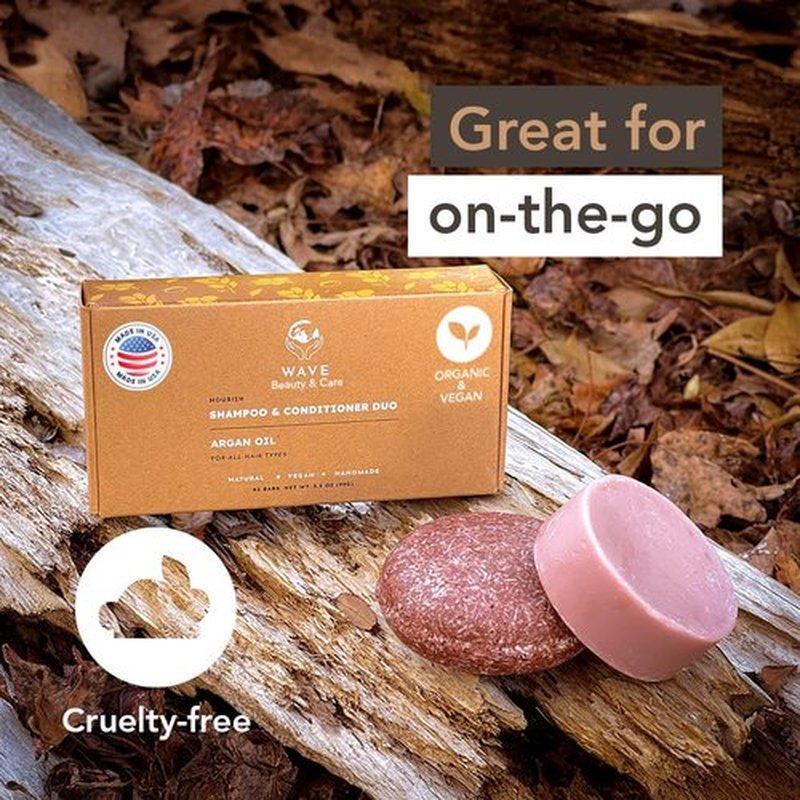 Shampoo and Conditioner Bar, Argan Oil - Sulfate Free Solid Shampoo and Conditioner Bars Set, Vegan Hair Care for All Hair Types, Long Lasting (120 uses) Travel Friendly, Made in the USA