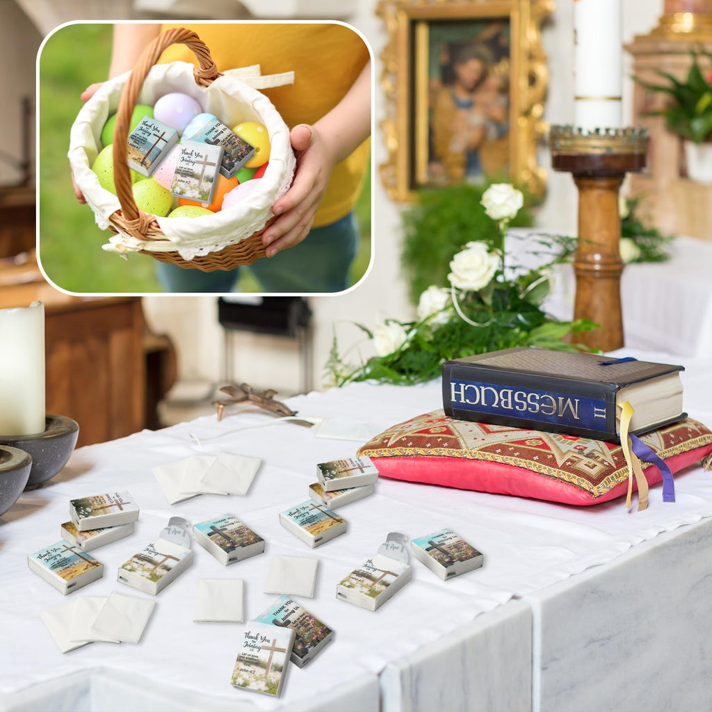 Tinlade 50 Pcs 2026 VBS Church Pocket Tissues Gifts Welcome to Our Church Pocket Tissues Bulk Sunday School Christian Bible Verse Travel Packs 3 Ply Mini Travel Size for Religious Party Favor