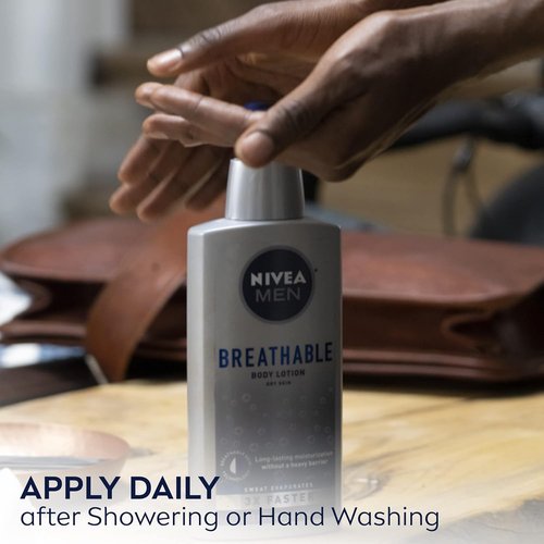 NIVEA MEN Breathable Body Lotion - 48-Hour Hydration for Men | 13.5 Fl Oz Bottle
