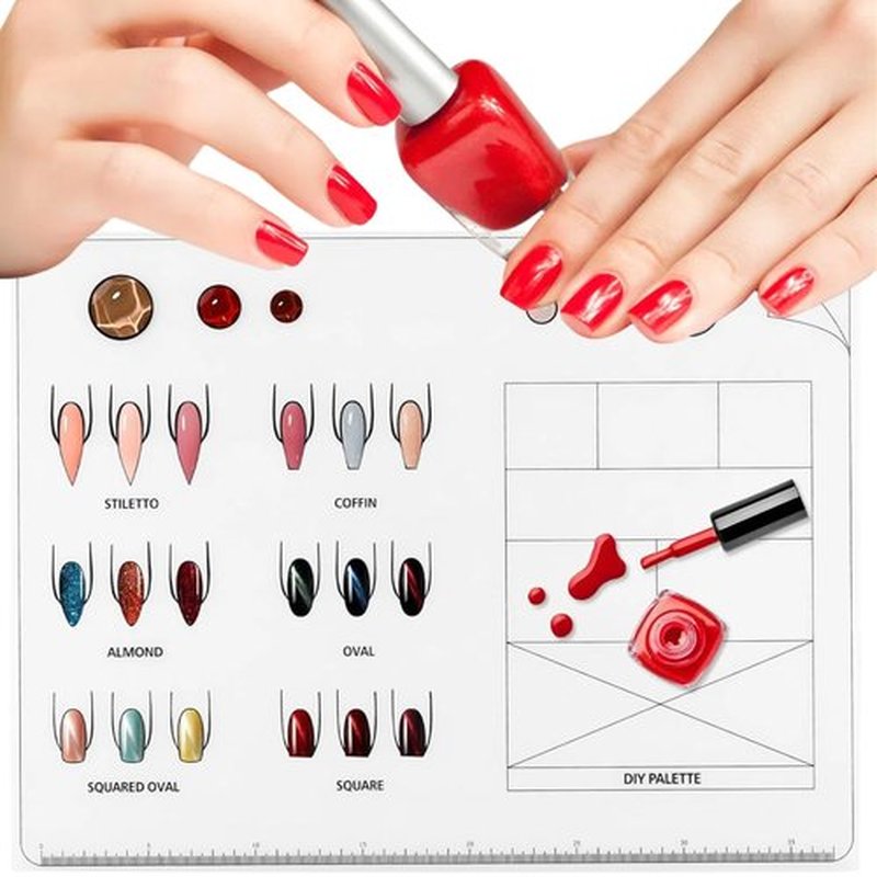 FOMIYES Nail Practice Mat, Silicone Nail Training Sheet for Stamping Nail Art Decal Salons Home DIY Manicures Tool