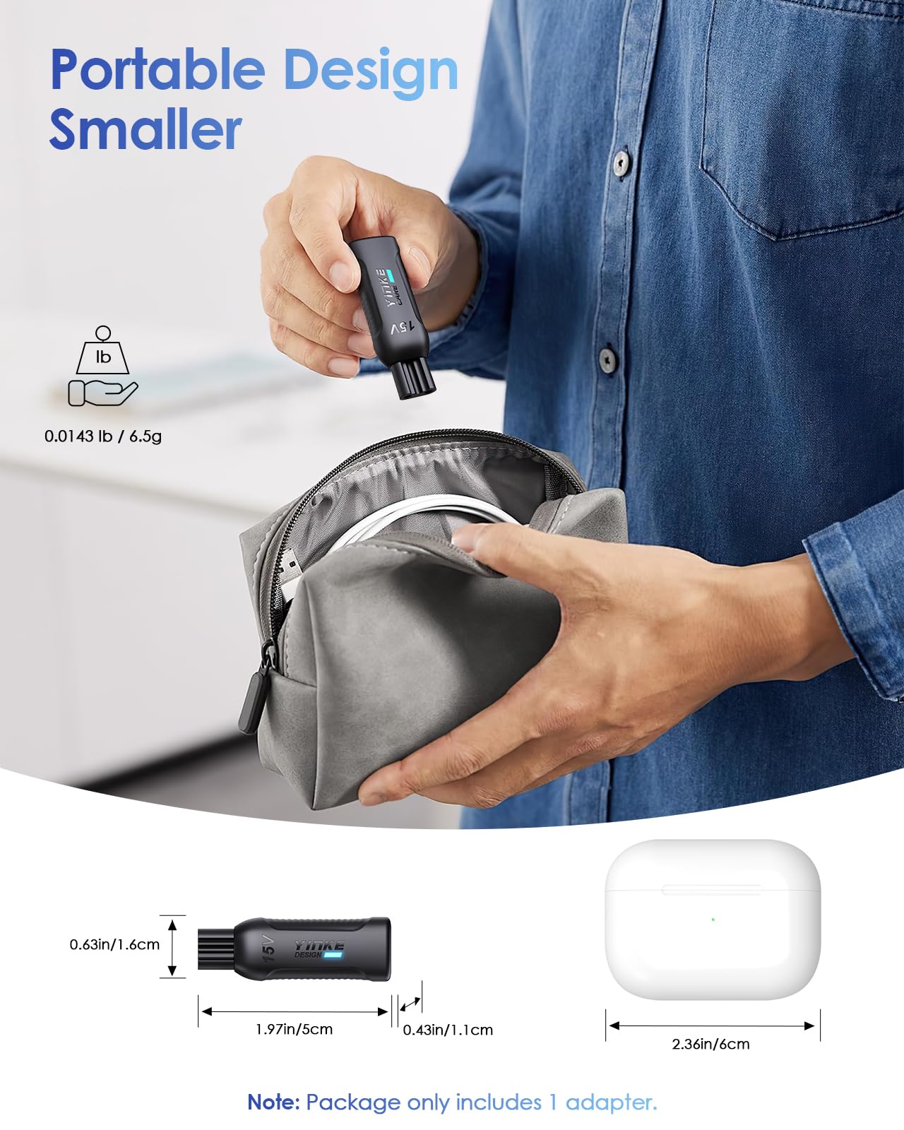 15V Type-C Shaver Adapter Charging Converter for Philips Oneblade QP6530/QP6520/QP6620/QP6510 Shaver Series, HQ8505 USB-C Electric Razor Power Adapter (1 PC)