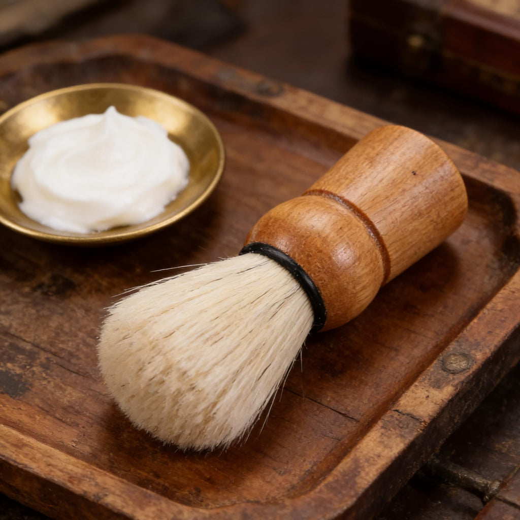 Hoement Retro Beard Brush with Handle 3.54In Compact Shaving Brush for Men S Beard Grooming Face Hair Foaming Travel Use