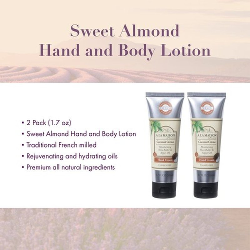 A LA MAISON Hand Cream, Sweet Almond, 1.7 Fluid Ounce, 2 Pack