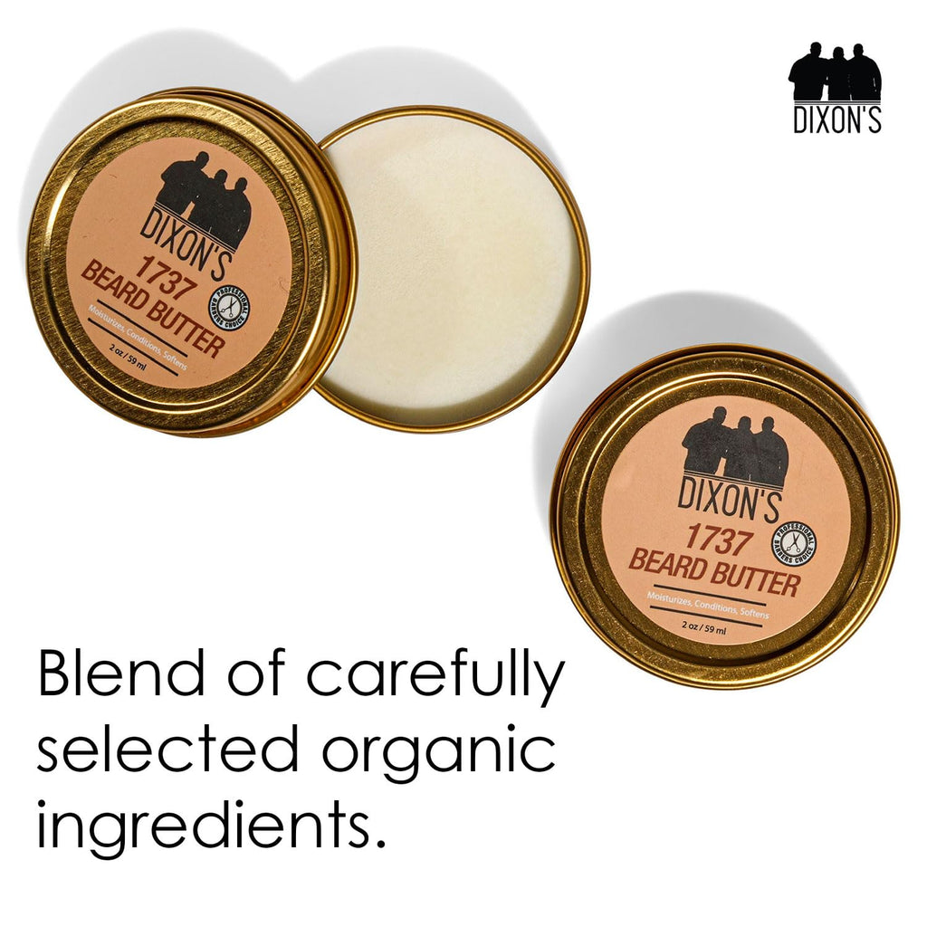 Dixon's 1737 Beard Butter, Beard Care with Moisturizing Balm, Patches Filling Dry Beard Solution, Paraben, Sulfate, and Petroleum-Free for Natural Grooming Bliss, (2oz)