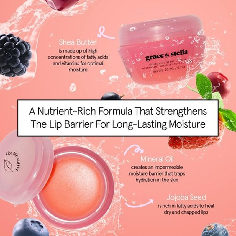 Grace & Stella Lip Butter - Hydrating Lip Balm & Nourishing Mask - Travel Size (1-Pack) for Overnight Repair