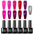 Imtiti Chrome Gel Nail Polish Set, 5 Color Jelly Sheer Metallic Nail Polish, Metal Mirror Effect, Chrome Polish, Soak off UV LED DIY Nail Art Salon Manicure, 6ml x 6