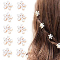 Eliongpu 20Pcs Small Mini Pearl Claw Clips with Flower Design, Sweet Artificial Pearl Hair Clips, Decorative Daisy Bangs Clips Hair Accessories for Women Girls