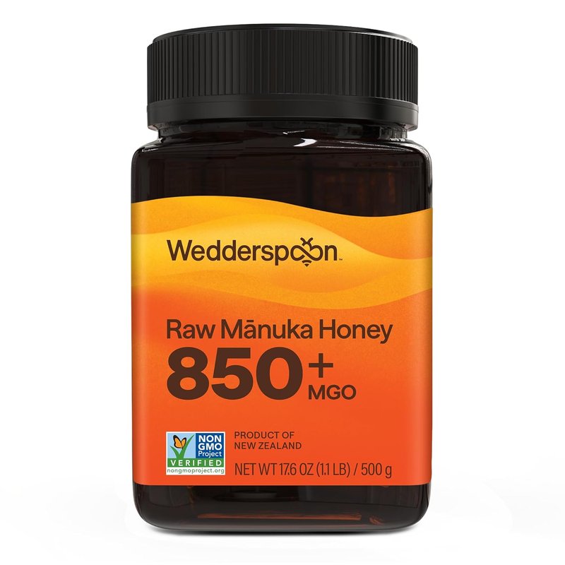 Wedderspoon Raw Manuka Honey 850+ MGO - Unpasteurized Superfood in BPA-Free 17.6 Oz Jar