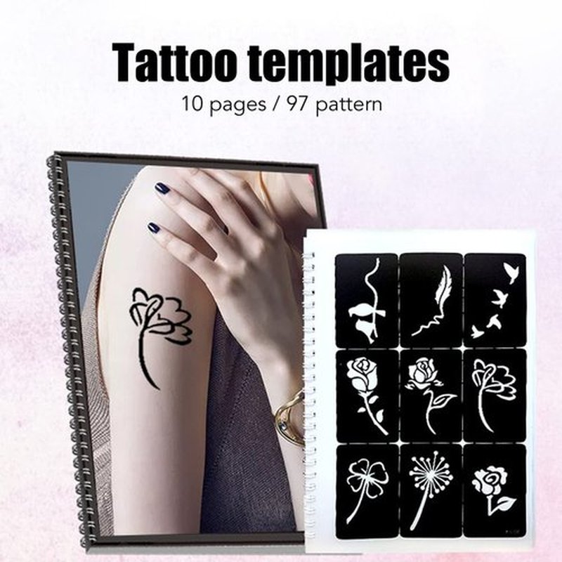 97pcs Glitter Stencils, 10 Sheets Temporary Airbrush Templates Set, Boys and Man Reusable Kit for Kids Adults Girls Women Body Art Painting Stickers