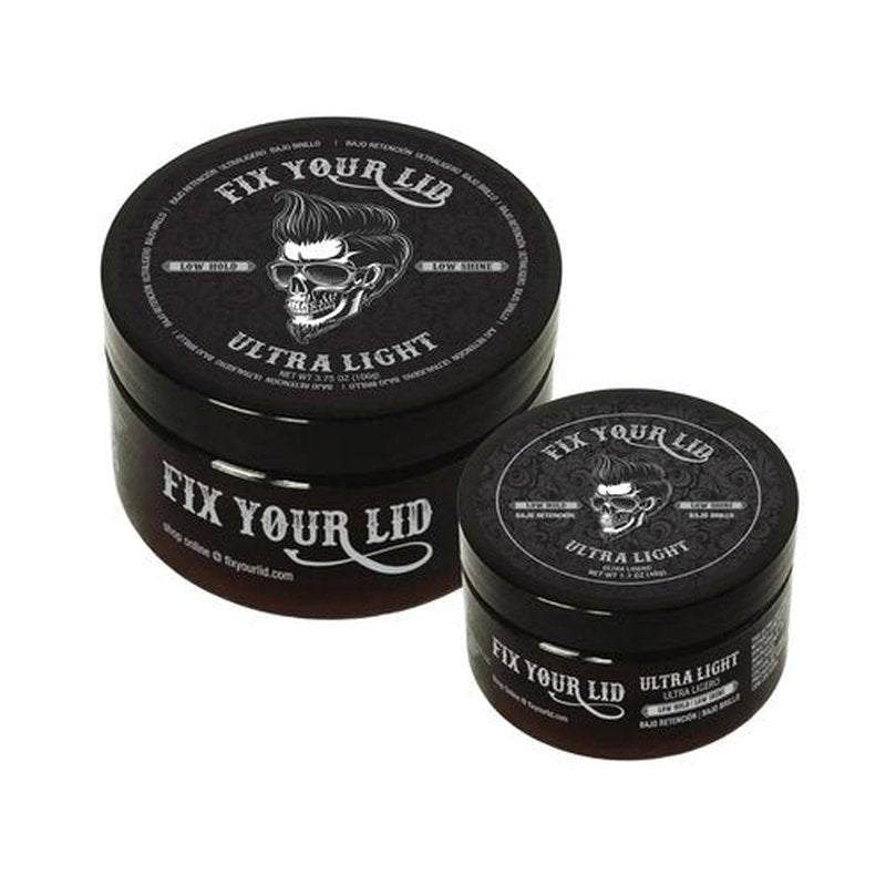 Fix Your Lid Ultra Light Pomade for Men - Low Hold & Low Shine Styling - Water-Based, Easy to Wash Out - Full Size & Travel Size Bundle - 3.75 oz + 1.7 oz