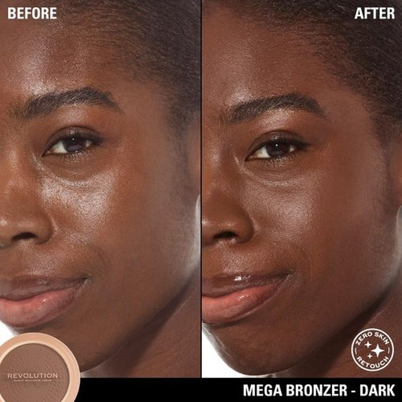 Revolution, Mega Bronzer Powder, Matte Finish, Buildable for All-Over Glow, Suitable for Light to Deep Skin Tones, Vegan & Cruelty-Free, Dark, 0.52 oz