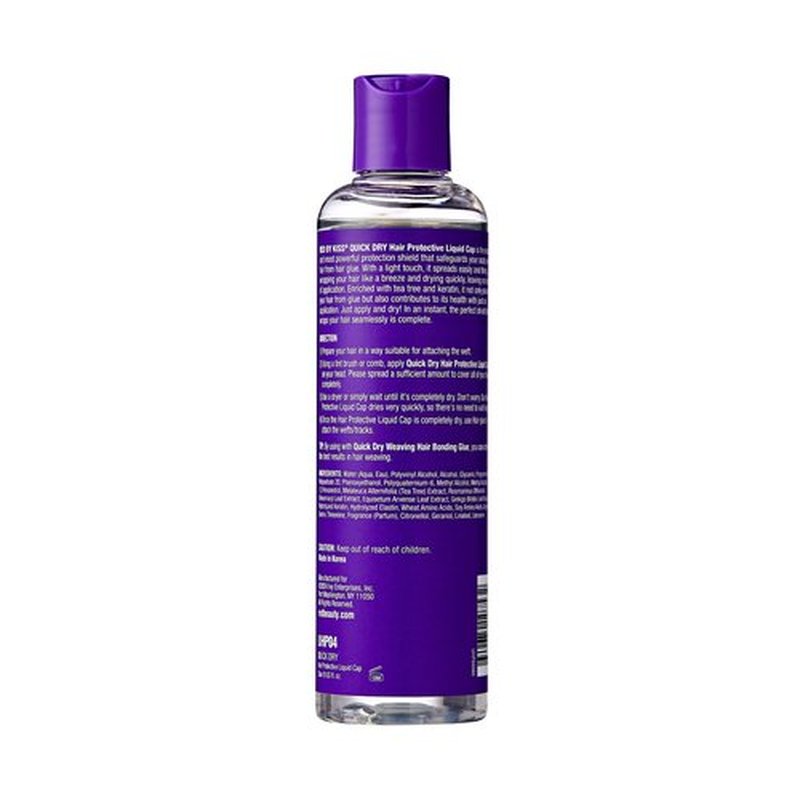 Red by Kiss Quick Dry Hair Protective Liquid Cap, Strong Lightweight Protection from Weaves Glue Damage, Fast Application, Quick Drying, & Easy Removal, Keratin & Tea Tree Enriched (Clear, 8oz)